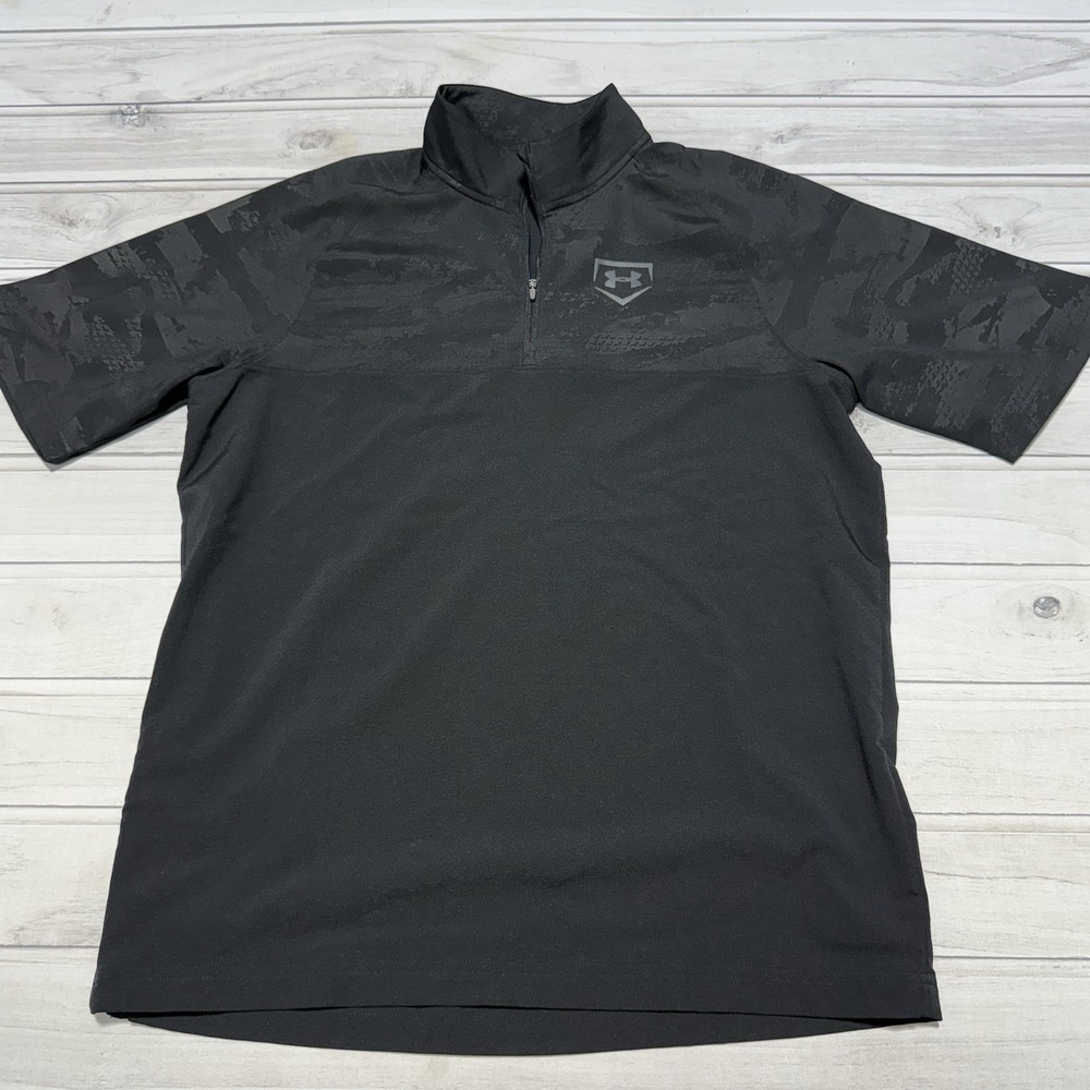 Under Armour Cage Jacket Mens Medium Black Camo Baseball Utility Short Sleeve